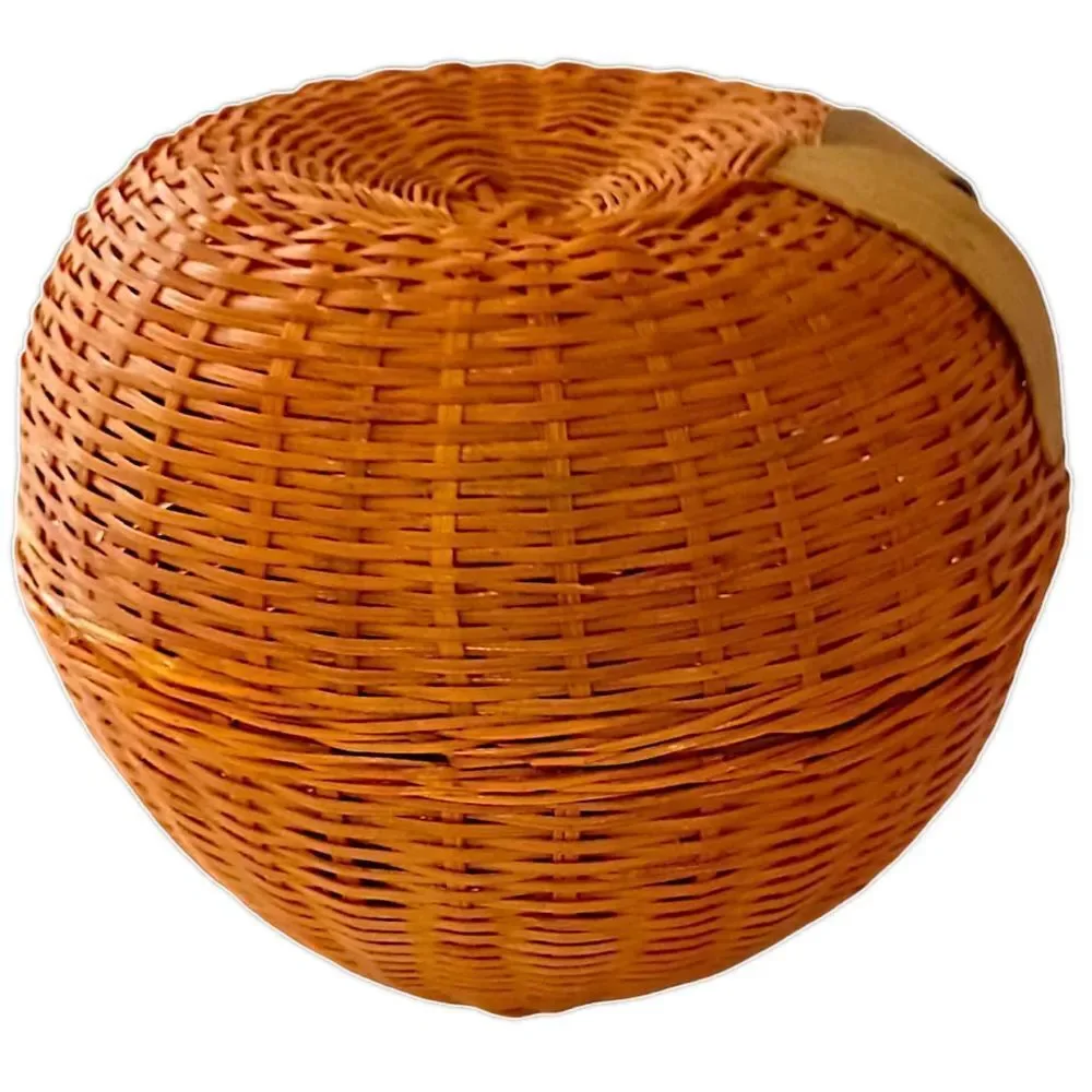 Wicker Apple Basket Trinket Box Vintage Woven Natural Fruit‎ Cottage Farmhouse